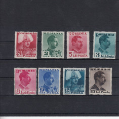 ROMANIA 1940 , LP 140 , CAROL II CULORI SCHIMBATE SERIE MNH