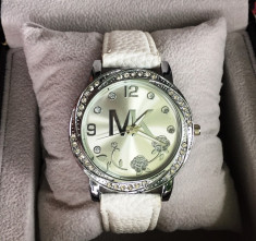 NOU Ceas de dama MICHAEL KORS argintiu alb elegant curea piele eco saculet CADOU foto