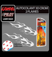 Autocolant 3D crom 2 Flames - A3D241 foto