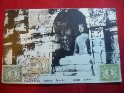 Ilustrata TCV - Templul Hindus Boeroboedoer - Java 1930 ,cu marca producatorului foto