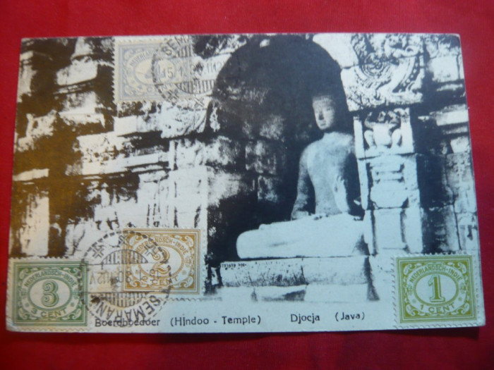 Ilustrata TCV - Templul Hindus Boeroboedoer - Java 1930 ,cu marca producatorului