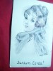 Ilustrata Portret -pictata manual, sem. Cseko Etuchy-stamp.Crucii Rosii Ungare, Necirculata, Printata