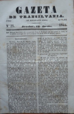 Gazeta de Transilvania , Brasov , nr. 29 , 10 Aprilie , 1844 foto