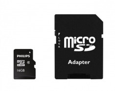 Card de memorie Philips Micro SDHC, 16GB, Clasa 10, Adaptor foto