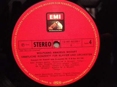 MOZART -Concert for piano no 5 &amp;amp; 6 - D.BARENBOIM (1967/EMI/RFG) -VINIL/Impecabil foto