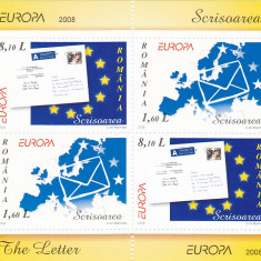 EUROPA SCRISOARE 2008 BLOC DE 4 MODEL 2 NEUZAT VALOARE NOMINALA!