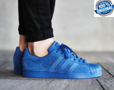 ADIDASI ORIGINALI 100% Adidas Superstar Leather &amp;quot; Blue edition&amp;quot; nr 44.5 foto