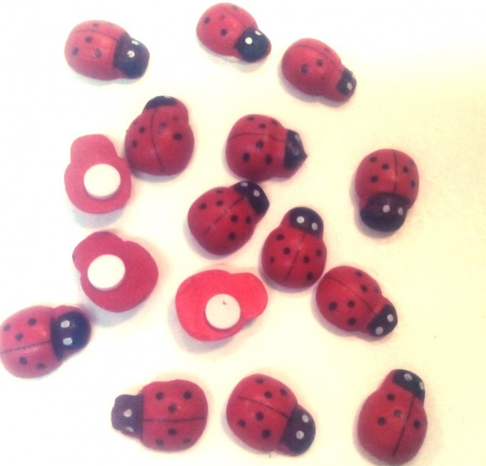 Buburuze de lemn decorative cu adeziv 1,5 cm, 50 buc/set Buburuze de lemn decorative cu adeziv 1,5 cm, 50 buc/set