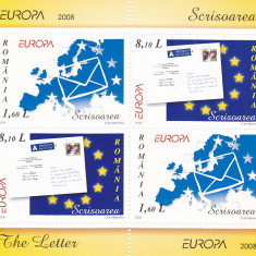 EUROPA SCRISOARE 2008 BLOC DE 4 MODEL 1 NEUZAT VALOARE NOMINALA!