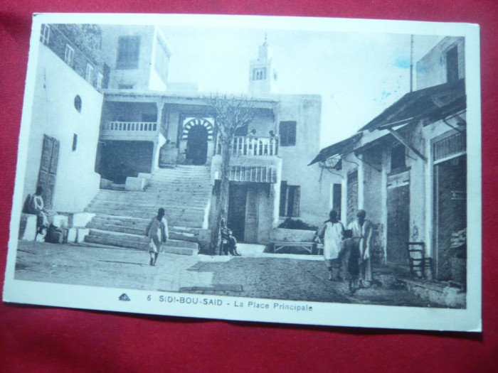 Ilustrata - Piata Principala -Sidi-Bou-Said Tunisia ,colonie franceza ,inc.sec.