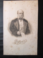 Gravura veche, sfarsitul sec. XIX: Imparatul Wilhelm I (1797-1888) foto