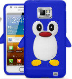 Husa silicon model pinguin Samsung Galaxy S2 i9100, Verde