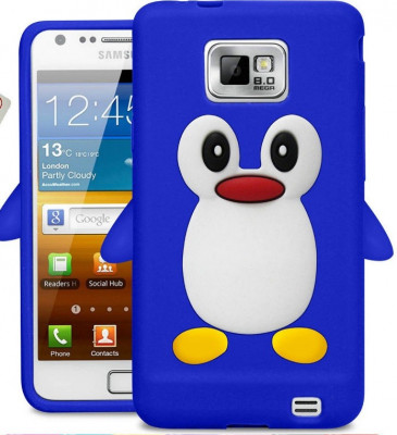 Husa silicon model pinguin Samsung Galaxy S2 i9100 foto