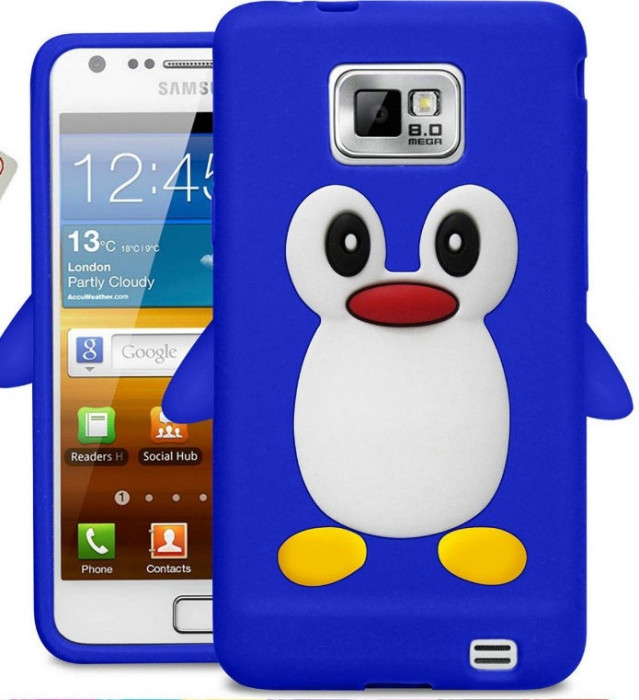 Husa silicon model pinguin Samsung Galaxy S2 i9100