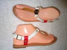 SANDALE ROMANE DAMA PIELE NATURALA ALB ROSU BEJ NUDE ACCESORII AURII BARETA