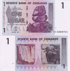 ZIMBABWE 1 dollar 2007 UNC!!! foto