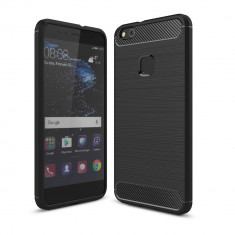 Husa Huawei P10 Lite - Tpu Carbon Fibre Brushed Bonus Folie Ecran foto