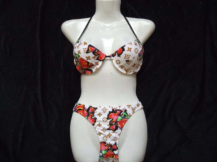 COSTUM BAIE DAMA ALB 2 PIESE PUSH UP TRANDAFIRI VARA PLAJA PISCINA INOT MARE