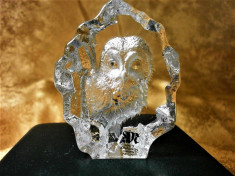 Mats Jonasson, miniatura cristal bufnita, colectie, cadou, vintage foto