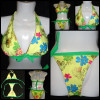 COSTUM BAIE DAMA 2 PIESE PUSH UP DETASABIL SLIP BRAZILIAN GALBEN VERDE ALBASTRU, Doua piese, Bikini