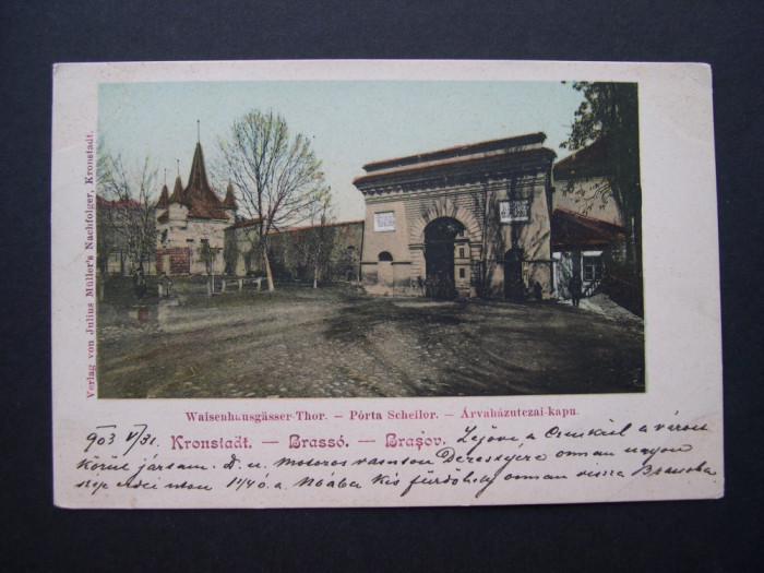 Brasov - Porta Scheilor, 1903. Nedivizata, animata clasica.(Poarta Scheilor)