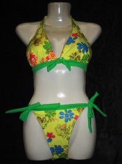 COSTUM BAIE DAMA 2 PIESE PUSH UP DETASABIL SLIP BRAZILIAN GALBEN VERDE ALBASTRU
