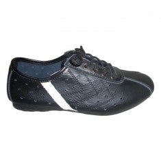 Adidas tineresc, culoare neagra, piele naturala de calitate (Culoare: NEGRU, Marime: 39) foto