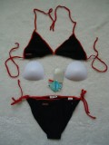 Costum Baie Dama 2 Piese Negru Rosu Push Up Detasabil Brazilian Plaja Piscina Sexy