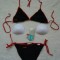 COSTUM BAIE DAMA SUTIEN 2 PIESE NEGRU ROSU PUSH UP DETASABIL PLAJA INOT PISCINA