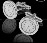 Butoni metalici argintii fashion tema TIME + cutie simpla cadou, Inox