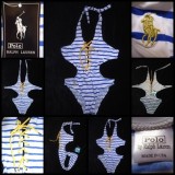 COSTUM INTREG BAIE DAMA SEXY ALB DUNGI ALBASTRE SNUR GALBEN PLAJA PISCINA MARE, O piesa, Bikini