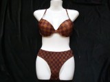 Costum de baie dama maro sah, 2 piese, sutien push-up, slip brazilian, plaja/piscina. Marimea XL