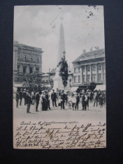 Arad - Statuia Sfanta Treime. Circulata 1901, nedivizata, animata foto