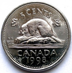 CANADA , 5 CENTS 1998 , CASTOR !!! foto