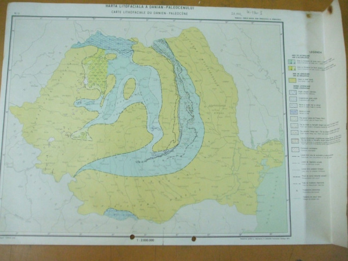 Danian - Paleocen harta litofaciala 1970 institutul geologic