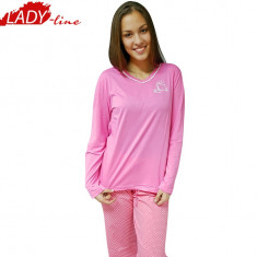 Pijama Dama Maneca si Pantalon Lung, Model Pink Perfume, Cod 1092 foto
