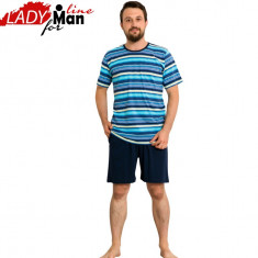 Pijama Barbati Maneca/Pantalon Scurt, Bumbac, Model Basic Equilibrium, Cod 1221 foto