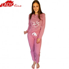 Pijama Dama cu Maneca si Pantalon Lung, Model Fashion Pink, Cod 1219 foto