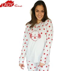 Pijama Dama Iarna, Bumbac Interlock 100%, Model Stars &amp;amp; Puppies, Cod 1079 foto