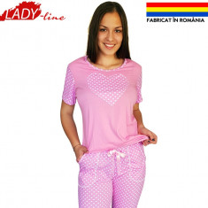 Pijama Dama Bumbac 100%, Fabricat in Romania, Model Pink &amp;amp; Sweet Dots, Cod 1281 foto