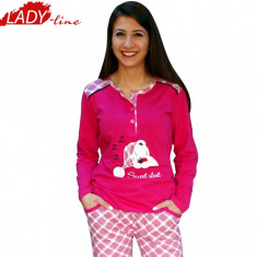 Pijama Dama cu Maneca Scurta si Pantalon Lung, Model Sweet Sleep, Cod 377 foto