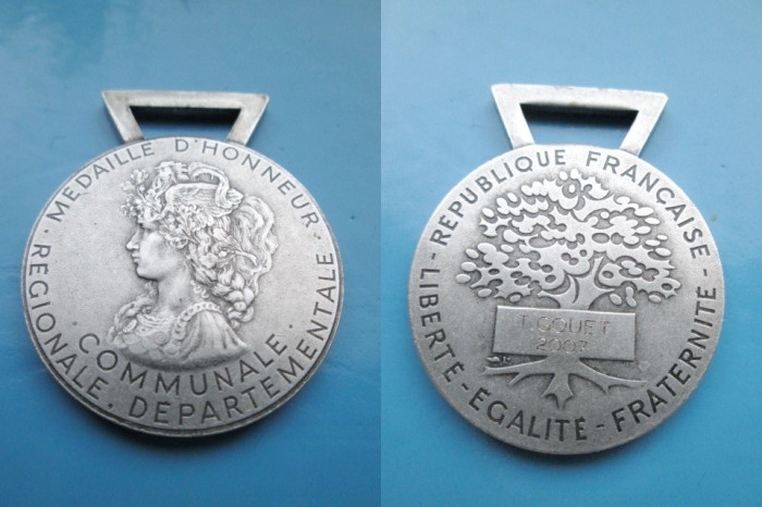 Medalie Franta-Medaille d&#039; Honneur T.Gouet 2007, metal argintat.