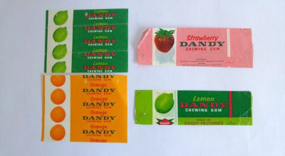 Lot 7 ambalaje guma de mestecat Dandy, vechi, vintage, colectie foto
