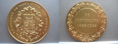 Medalia 7 Centenaire Commune de Saint Josse Belgia 1252-1952. Metal aurit. foto