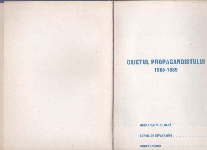 Caietul Propagandistului 1985-1989 nescrisa