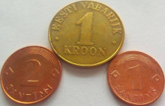 Lot / Set 3 monede diferite ESTONIA + LETONIA *cod 916 foto