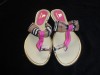 PAPUCI PANZA PIELE NATURALA FUCSIA CRISTALE FLIP-FLOPS SLAPI ELEGANTI VARA PLAJA, 37