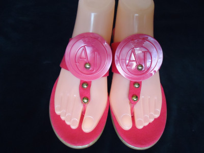 PAPUCI FLIP-FLOPS DAMA PANZA ROZ FUCSIA SILICON VARA PLAJA CASA SLAPI FEMEI foto