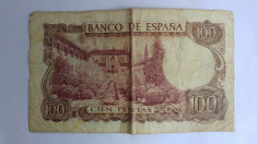 Bancnota veche Spania Madrid 100 pesetas, Cien Pesetas, 17.11.1970 foto