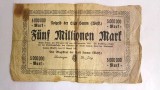 Bancnota veche Germania 5000000 marci, Funf Millionen Mark, 13.08.1923